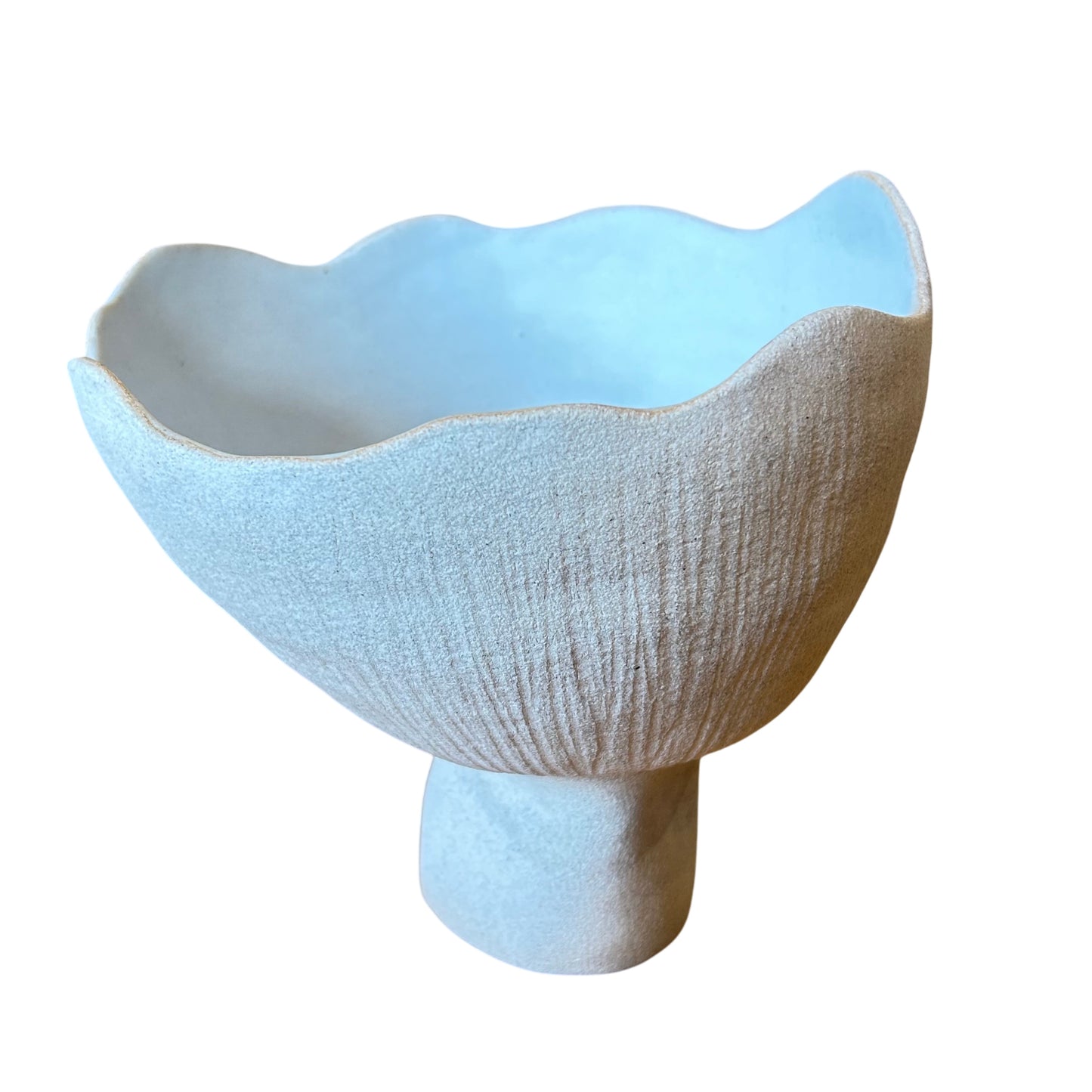 Organic Shape Ceramic Vase in White Clay