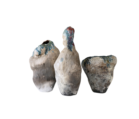 Single -  Blue Accent Ceramic Vessel